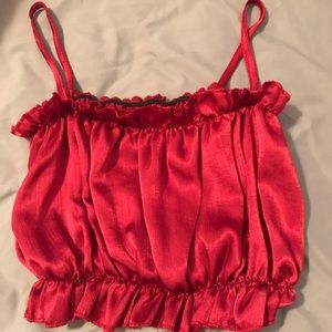 Red ruffle crop top.